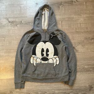 Disney Mickey Mouse Gray Pullover Hoodie Sweatshirt Size Medium